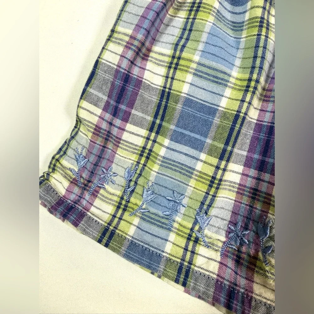 OSHKOSH B’GOSH‎ BABY VINTAGE 90S Girls’ Plaid Floral Embroidered Skort Size 3-6M